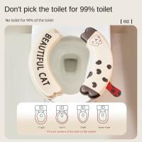 Juego de 2 cojines universales para asiento de inodoro de dibujos animados con asa, almohadilla impermeable para inodoro, funda gruesa lavable para asiento de inodoro EVA para el hogar - details 3