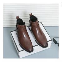 Botas de cuero estilo británico para hombres 2025 Zapatos casuales de punta lateral Brock de alta gorra - details 12