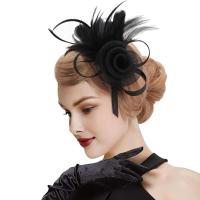 Vestido Formal, diadema de malla con plumas, sombrero pequeño Retro de lujo, diadema exquisita puesta en escena, diadema nupcial - details 4