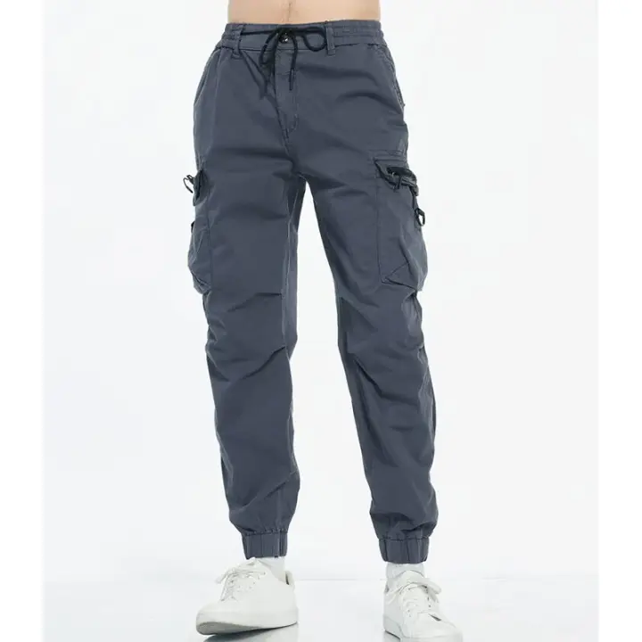 Pantalón cargo décontracté en algodón multi-poches pour hommes, survêtement de loisirs, jogging monocromático, jogging de jogging, mode vestimentaire, automne - 1