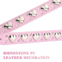 Suministros para mascotas, Collar de cuero PU con corazón de amor para perro, Collar bonito con diamantes de imitación para mascota, Collar ajustable para cachorros, decoración para el cuidado de gatos, regalo - details 3