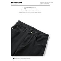 Pantalones vaqueros elásticos negros de marca de moda para hombre, pantalones largos rectos a juego - details 9