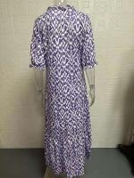 Vestido largo bohemio de verano para mujer, vestidos Vintage con estampado ral y manga con cuello en V, vestido de playa holgado informal con cordón para mujer - details 2