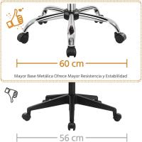 Silla Giratoria de Oficina Sillón de Trabajo con Respaldo Tapizado Asiento Sintético Altura Ajustable Negro - details 53