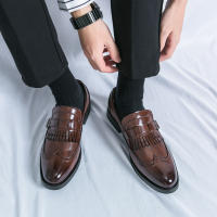 Zapatos formales de negocios para hombres, borla de empalme de un solo botón, Retro, moda juvenil, diario, oficina, banquete, novio, boda - details 11