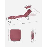 Silla de Sentado al Aire Libre Ajustable Plegable, 193 x 53 x 29 cm, Capacidad de 150 kg, con Parasol, reposacabezas, Respaldo - details 11