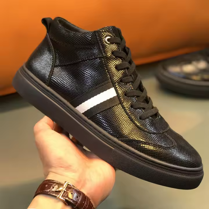 Zapatos altos de cuero, zapatos de algodón térmico de terciopelo estilo británico para hombres - 1