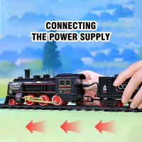 Tren de vapor clásico vintage, tren eléctrico de batería, locomotora de ferrocarril, juguetes de tren con rociador de agua, luz y sonido - details 3