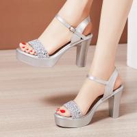 Sandalias de alta calidad para mujer, tacón alto de 8cm 10cm, verano 2025, tallas 32 33 42 43, plataforma con punta abierta, elegante zapato negro, dorado, plateado. - details 4