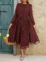 Vestido de cintura con lazo floral estilo casual de vacaciones para mujer Primavera Verano - details 13