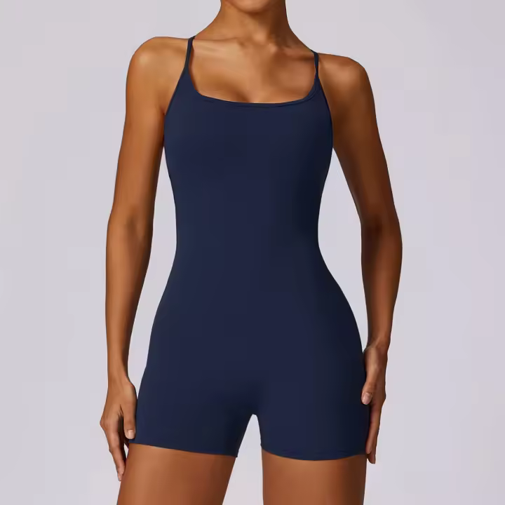 Material de nylon cruzado del estilo sólido sin mangas del top corto del puente de la yoga para el verano/primavera - 1