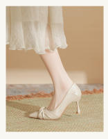 Temperamento tacones delgados tacones altos de las mujeres 2025 nueva falda desnuda hada suave cuero suave hermosa dama de honor zapatos. - details 6