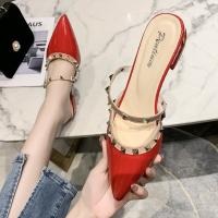Bolsa de mujer cabeza media zapatillas 2025 verano nuevo tacón bajo francés tacón grueso zapatillas frescas casual falda de hadas zapatos - details 2