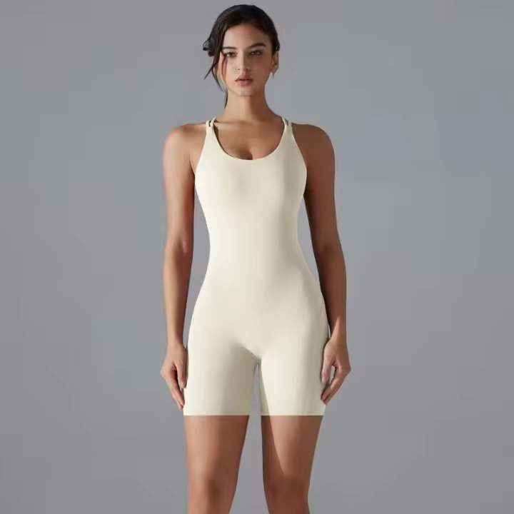 Conjunto de yoga sin espalda para mujer, body de alta elasticidad, ropa deportiva para gimnasio, top corto Fiess, Shockpro - 1