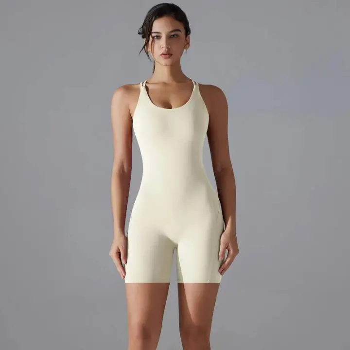Conjunto de yoga sin espalda para mujer, body de alta elasticidad, ropa deportiva para gimnasio, top corto Fiess, Shockpro - 1