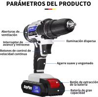 Set de Taladro Eléctrico Portátil 21V Destornillador de Impacto con Batería Li-Ion de 1500mAh - details 1