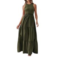 Vestido Bohemio De Playa Largo Para Mujer Elegante Sin Mangas Color Sólido Vintage Vestido De Fiesta Maxi Con Swing Grande Silueta A-Line Para Verano - details 4