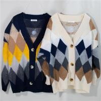 Cárdigans elegantes a cuadros para mujer, suéteres de gran tamaño con botones y manga abombada, Tops para invierno y primavera 2024 - details 8