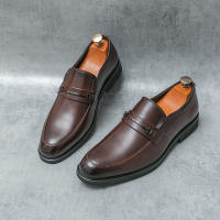 Zapatos formales de negocios para hombre, calzado de cuero PU de tacón bajo, estilo británico, hebilla de Metal a la moda - details 7