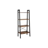 Escritorio con 2 Estantes a la Izquierda o a la Derecha, Mesa de Trabajo, para Salón Oficina, Estructura de Acero, Industrial, Marrón Rústico y Negro Tinta LWD55X - details 15