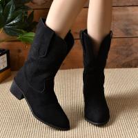 Botas medianas, botas cortas puntiagudas, vaqueras, occidentales, casuales, retro, moda versátil, botas de mujer - details 1