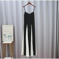 Vestidos largos elegantes de retazos en blanco y negro, vestido ajustado de manga larga con cuello redondo a la moda para mujer, batas de fiesta de noche para mujer - details 5