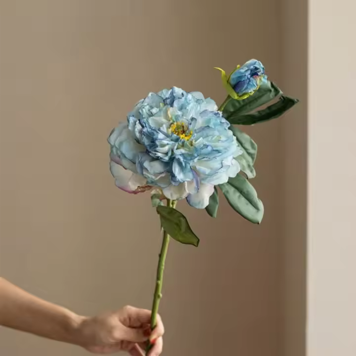Nueva pintura al óleo de flor de peonía artificial Multicolor, adorno de flor de simulación de pétalo de seda, flor falsa DIY para boda - 1