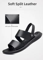 Sandalias cómodas de verano con plataforma para pie plano, sandalias de cuero con suela gruesa antideslizantes para hombre, zapatillas de fondo suave para playa al aire libre - details 8