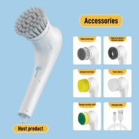 Cepillo de limpieza del hogar, Fregador Giratorio Eléctrico Potente con 5 Cepillos,Se Puede Cargar por USB para bañera de baño, Cocina, Ventana, bañera, Plato - details 7