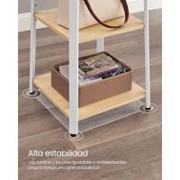 con 8 ganchos dobles 4 estantes perchero marco metal para chaquetas bolsos pasillo dormitorio roble y blanco LCR080W09 - details 3
