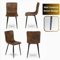 Juego de 4 sillas giratorias de ante para comedor con asiento acolchado, sillas de diseño para salón o cocina, con patas de metal negro, marrón - details 15