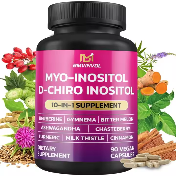 BMVINVOL Suplemento de mio-inositol y D-chiro inositol Ideal relación 40:1 más berberina, canela, Ashwagandha + 5 más - 90 - 1