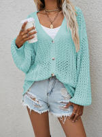 Suéteres de manga larga con cuello en V para mujer, cárdigan ligero bohemio, abrigo femenino, ropa de calle, otoño e invierno, 2023 - details 4