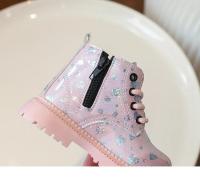 Kids Ankle Boots Fashion Versatile Girls' Patent Leather Short Boots with Love Sequins Children Princess Boots with Side Zipper - details 15