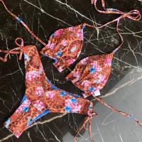 Conjunto de Bikini Push Up Estampado Brasileño Traje de Baño de Playa con Cintura Baja sin Aros - details 10