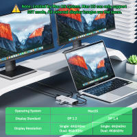 Estación de acoplamiento USB C con monitor doble, con doble para MacBook Pro en 1 adaptador 9 4K a 60Hz, 3 USB, Gigabit - details 4