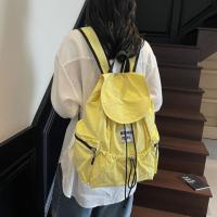 Mochilas simples de Color sólido con cordón, bolsos de hombro fruncidos de nailon de gran capacidad, mochila escolar informal ligera para estudiantes, viaje - details 3