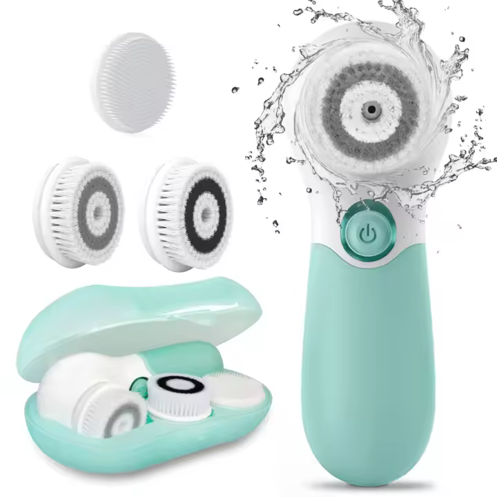 Cepillo Facial Eléctrico Exfoliante Masajeador para Limpieza Profunda, Eliminación de Puntos Negros, Masaje Facial Equipo de Belleza con 3 Cabezas y Velocidad Ajustable - 1