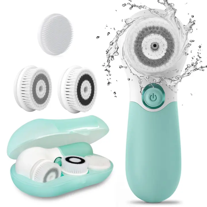 Cepillo Facial Eléctrico Exfoliante Masajeador para Limpieza Profunda, Eliminación de Puntos Negros, Masaje Facial Equipo de Belleza con 3 Cabezas y Velocidad Ajustable - 1