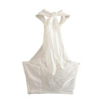 TRAFZA-Top Halter con espalda descubierta para mujer, Tops sexys sin mangas con hombros descubiertos, ropa de calle informal a la moda, verano, Y2k, 2023 - details 8