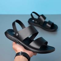 Sandalias cómodas de verano con plataforma para pie plano, sandalias de cuero con suela gruesa antideslizantes para hombre, zapatillas de fondo suave para playa al aire libre - details 5