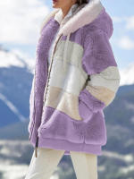 Chaqueta de invierno para mujer, sudadera con capucha de talla grande, cálida, de felpa, con relleno de bolsillo con cremallera, chaqueta holgada - details 20