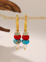 316 pendientes dorados pendientes de Maple inoxidable pendientes de Perlas de Piedras preciosas Naturales pendientes de Perlas borlas personalidad Bohemio Anillo Joyas Elegantes Selección de joyas de fiesta - details 9