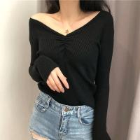 2025 suéter Sexy con cuello en V para mujer, Jersey de punto de otoño, Jersey elegante suave coreano ajustado de manga larga para mujer, Top básico nuevo de invierno - details 31