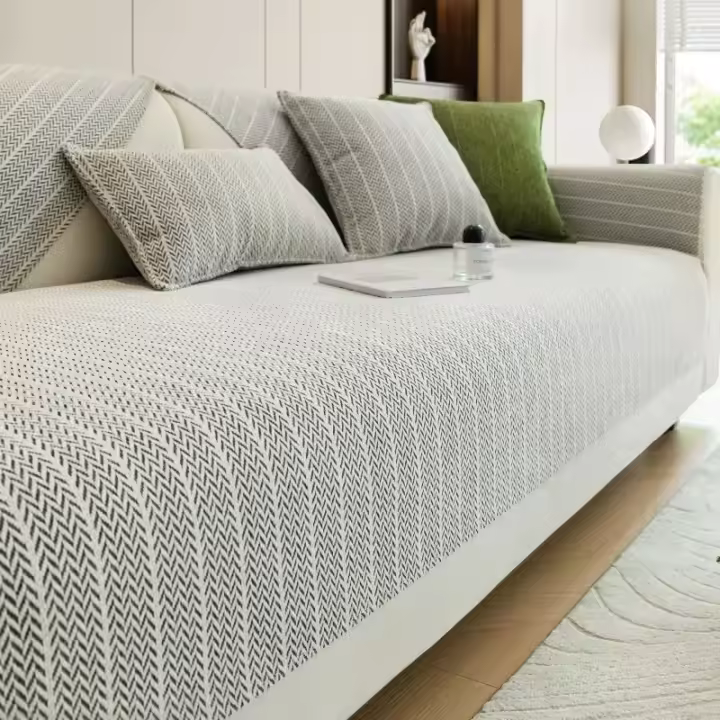 Fundas de sofá de chenilla para sala de estar, cojín de sofá antideslizante en forma de L, toalla de sofá moderna de Color sólido para el hogar, Universal para las cuatro estaciones - 1