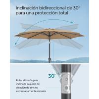 Sombrilla de Jardín 300 cm, UPF 50+, Parasol, 30 ° de Inclinación en dos Direcciones, con , para Patio, Terraza, , Piscina, sin Base, Beige GPU30BE - details 58