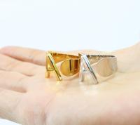 Anillos de letras iniciales acero inoxidable ajustable, Anillos abiertos de letras para mujer, joyería de moda - details 2