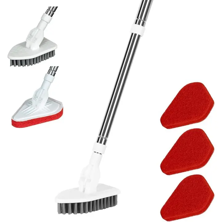 Cepillo de Limpieza de Ducha de Mango Largo 2 en 1 Extensible para Baño y Cocina - 1
