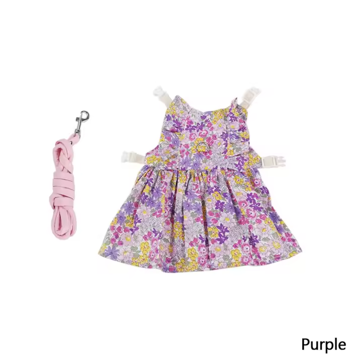 Conjunto de Correa de Arneses Suave Floral para Mascotas Pequeñas Ideal para Conejos, Hamsters, Chinchillas Correa de Pecho para Viajes - 1