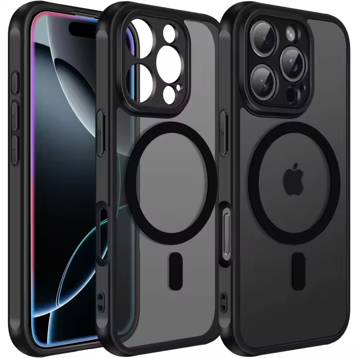 Funda Magnética para iPhone 16, Compatible con MagSafe, Carcasa Protectora Antigolpes, Translúcida Mate Trasera Fina de Silicona - 1